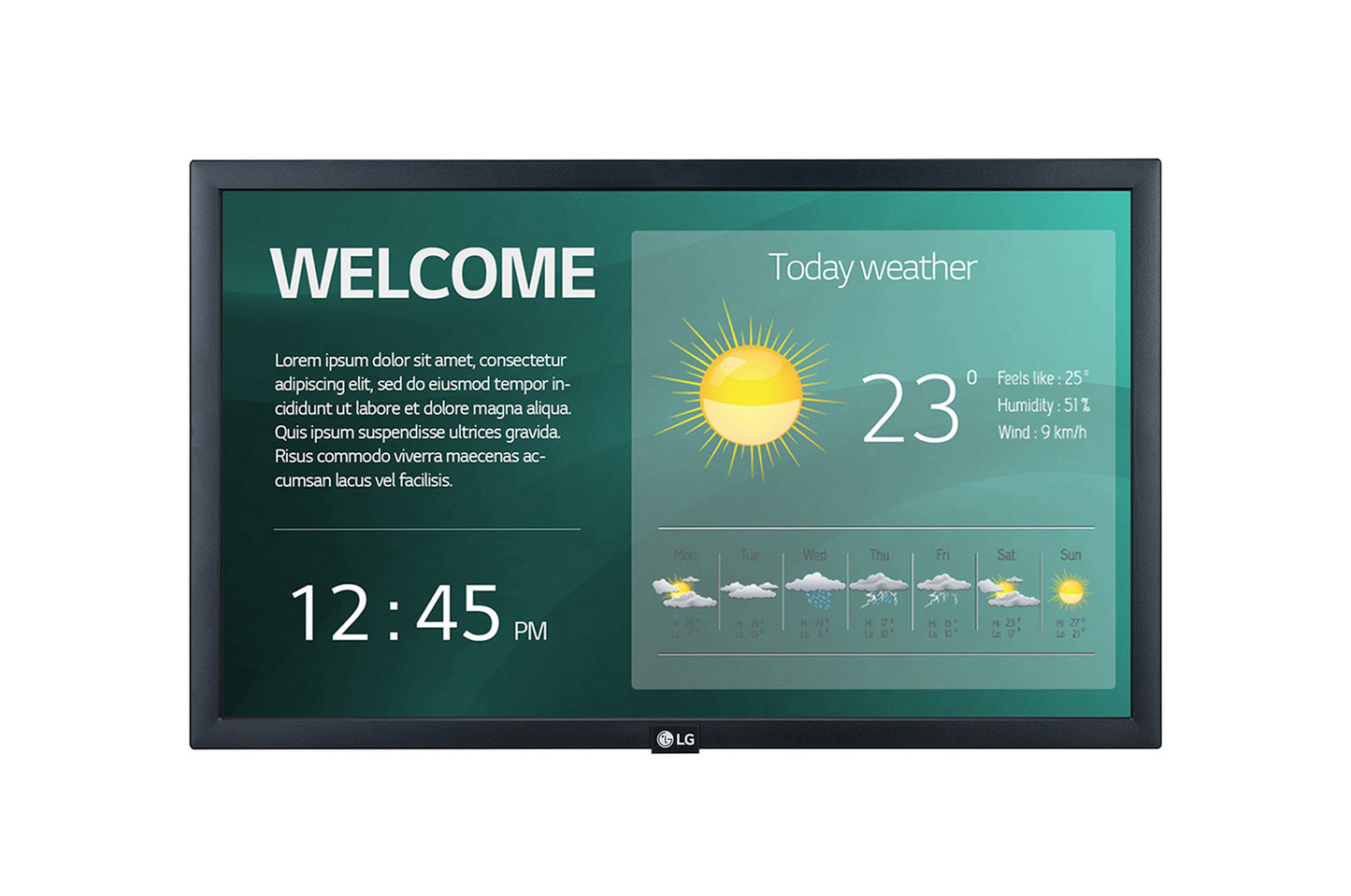 LG 22SM3G-B signage display Digital signage flat panel 21.5" IPS Wi-Fi 250 cd/mÂ² Full HD Black Built-in processor 16/7