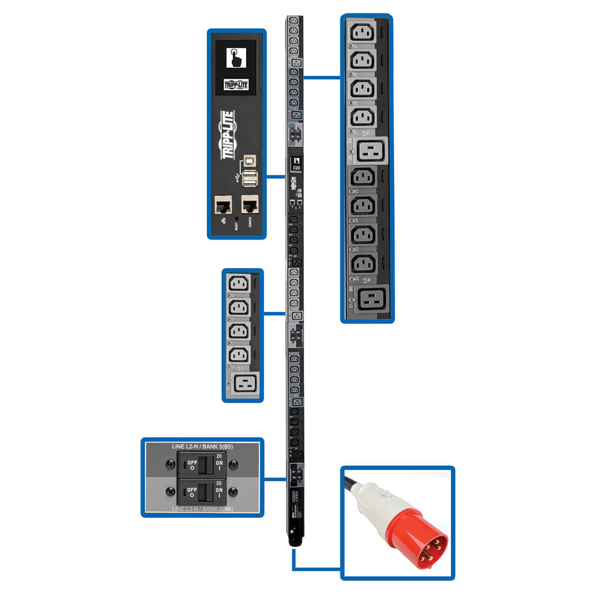 Tripp Lite PDU3XEVSR6G63B power distribution unit (PDU) 30 AC outlet(s) 0U Black