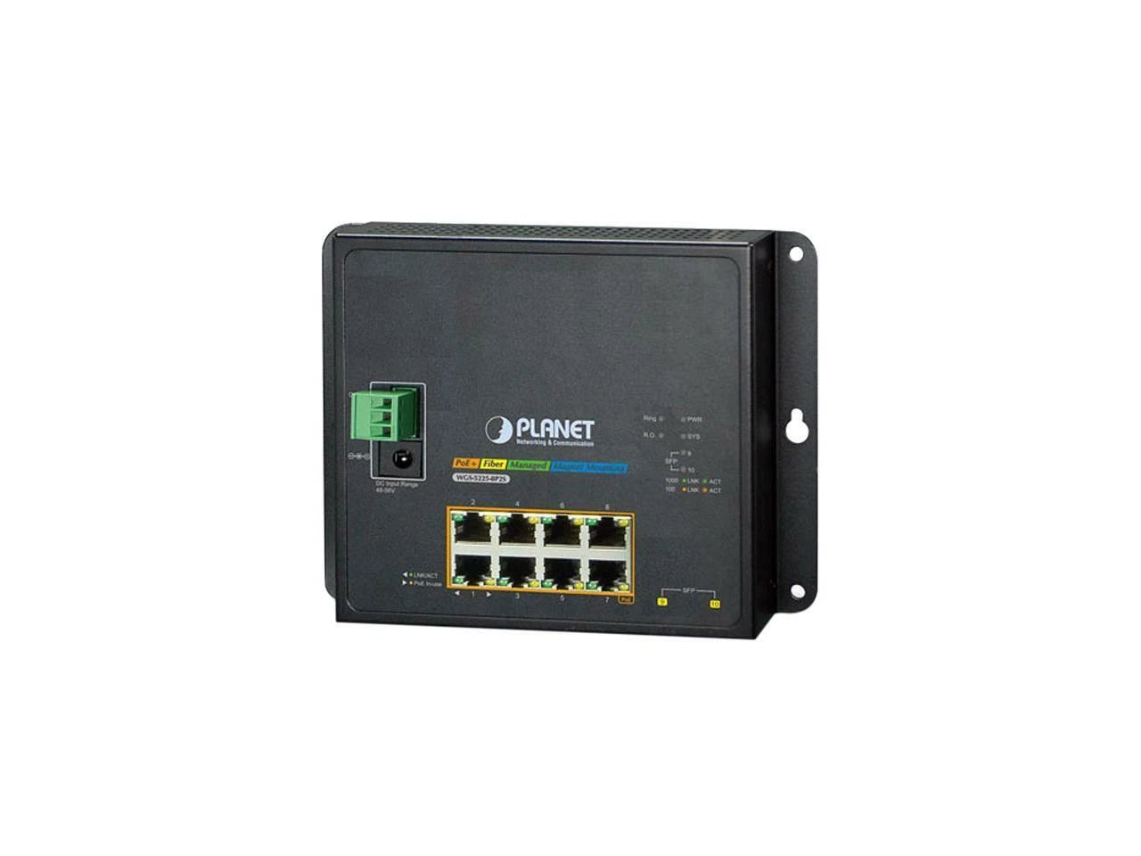 WGS-5225-8P2S - Planet Managed Industrial L2+ 8-Port 10/100/1000T 802.3at PoE +