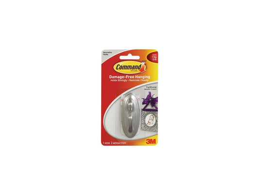 17051BN-ES - Command Medium Traditional Brushed Nickel Hook