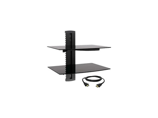 DVD302-HDMI-BNDL - Megamounts Tempered Glass Double Shelf Wall Mount