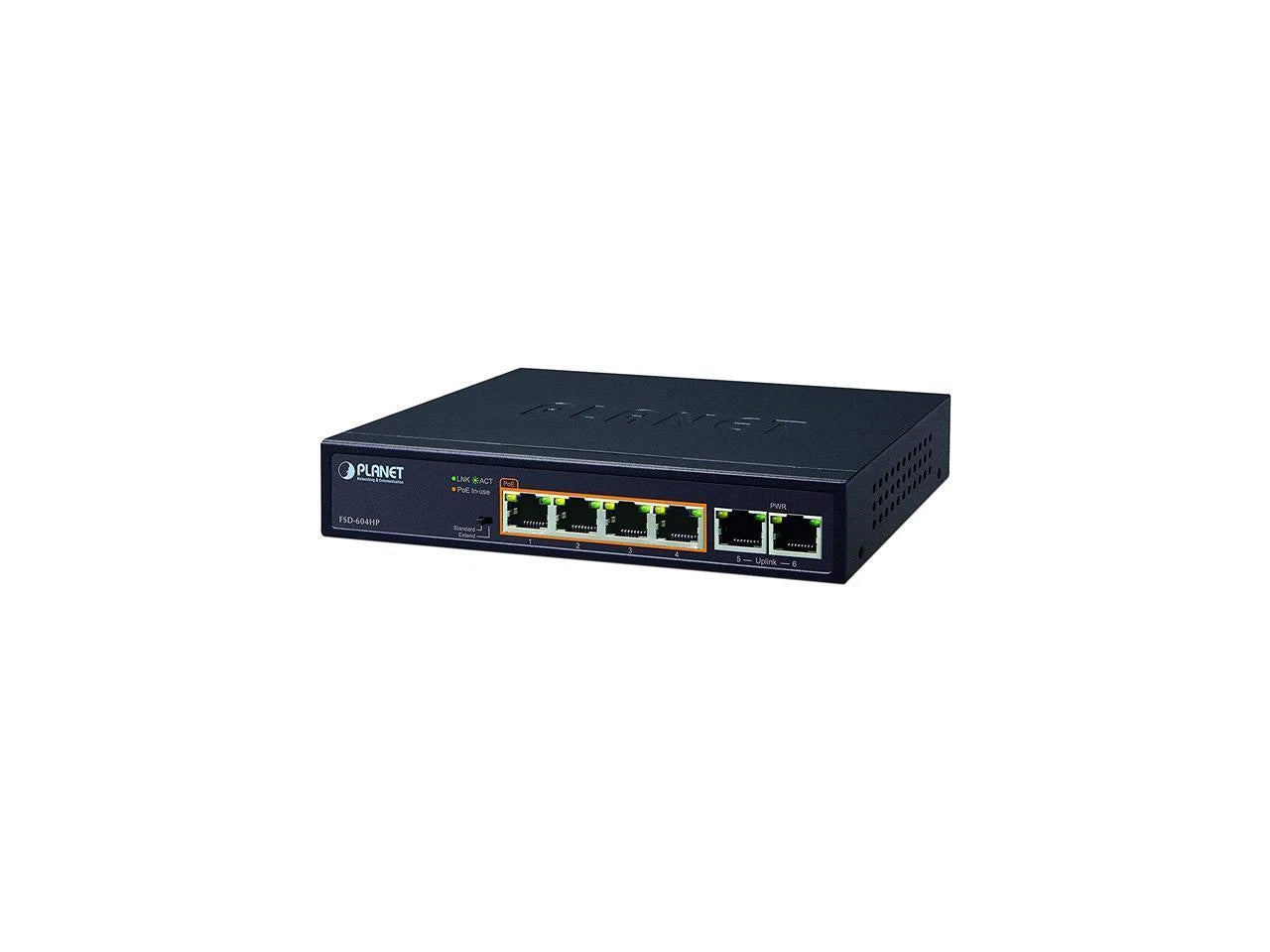 FSD-604HP - Planet 4-Port 10/100TX 802.3af/at PoE + 2-Port 10/100TX Desk