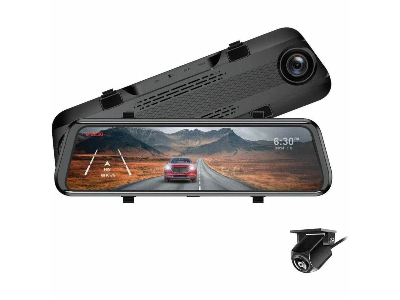 ORBITD100 - Adesso GekoGear Orbit D100 1080P Front 1080P Rearview Mirror Dashcam
