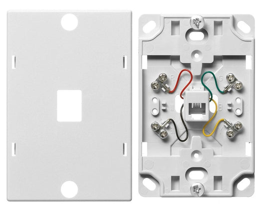 NS722W - Hubbell Plates Wall Phone 6-Position 4- Conductor Screw Terminal White