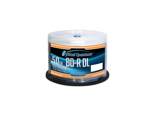 OQBDRDL06WIPH-50 - Optical Quantum 50GB 6X BD-R DL White Inkjet Printable 50 s Blu-ray Disc