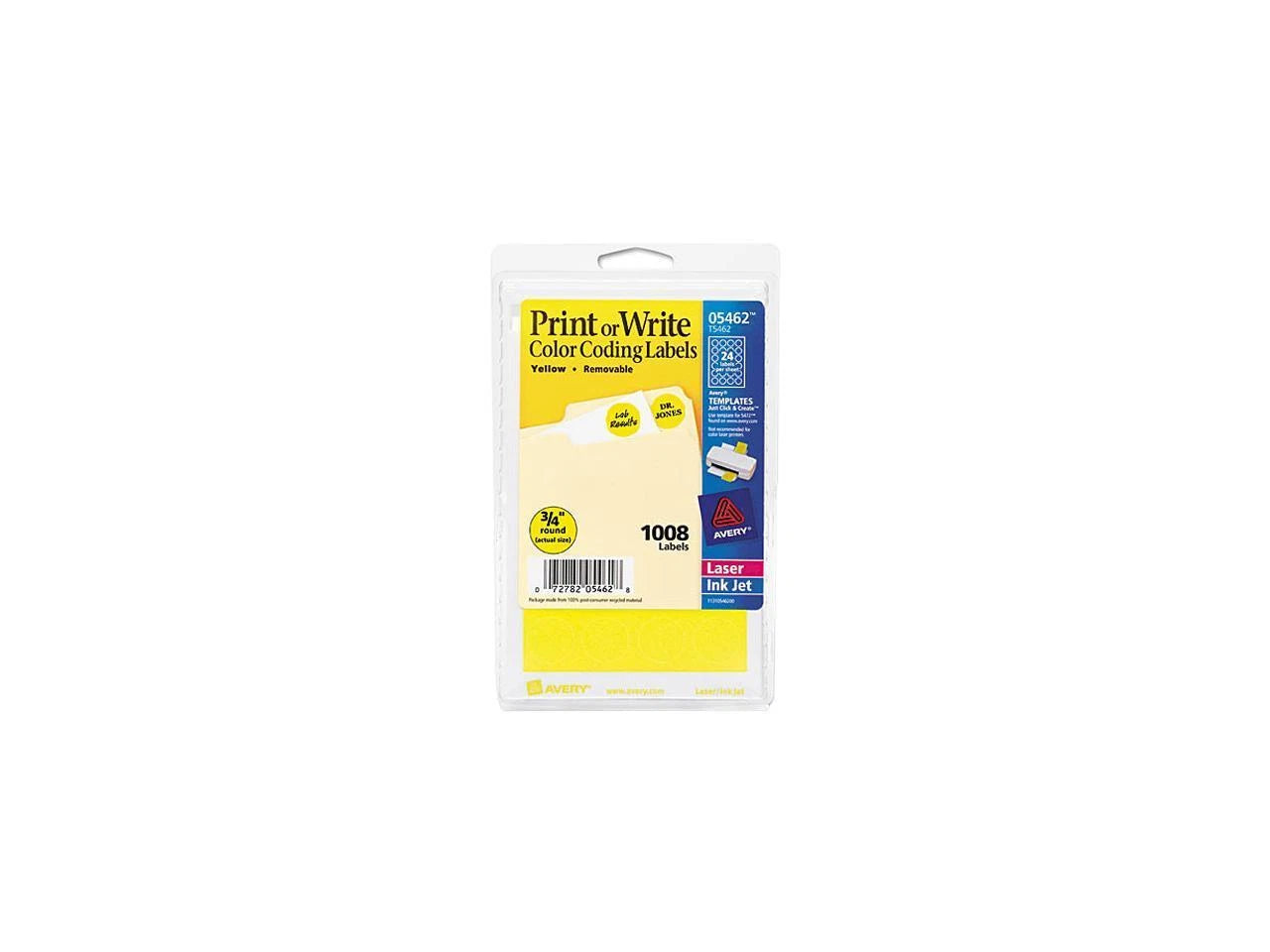 AVE05462 - Avery 05462 Print or Write Removable Color-CODing Labels 3/4in dia Yellow