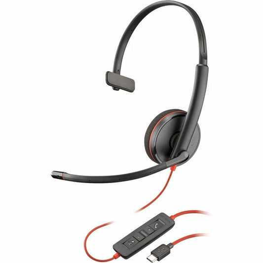 8X2J8A6 - Poly Blackwire 3210 Monaural USB-C Headset + USB-C/A Adapter