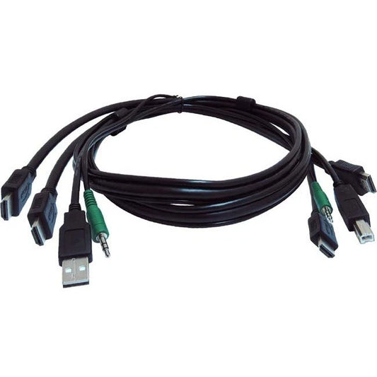 SKVMCBL2HDMI06TAA - Black Box Secure KVM Cable end 1 USB 1 or 2 HDMI 1 3.5mm Audio