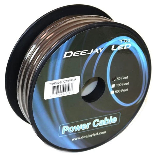 TBH850BLKCOPPER - Deejay LED 8 Gauge 50ft Black Pure Copper
