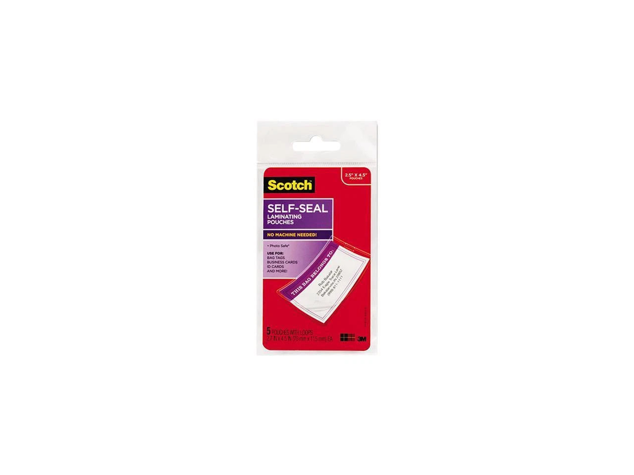 LS853-5G - Scotch Self-Sealing Laminating Sheets 12.5 mil 2 13/16 x 4 9/16 Lugg