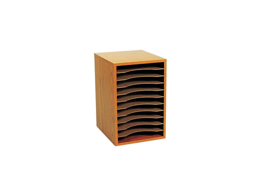 9419MO - Safco Wood Vertical Desktop Sorter 11 Sections 10 5/8 x 11 7/8 x 16 Medium Oak
