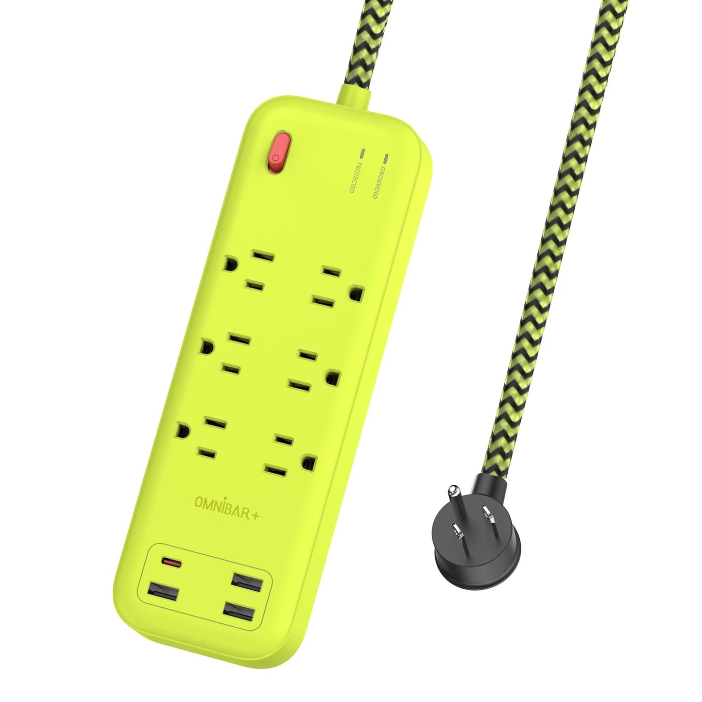 OMN-PSK-XPUSB-3 - Omnibar plus 6ft Power Strip Surge Protector 6 Outlets 4 USB