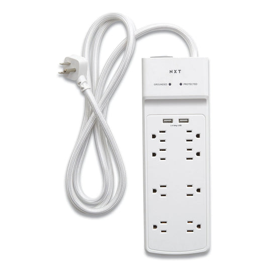 NX54317 - NXT Surge Protector 8 AC Outlets/2 USB Ports 6ft Cord 2100 J