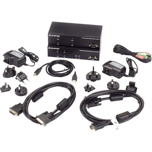 KVXLC200R2 - Black Box KVX Series KVM Extender Kit over CATx DVI-D USB 2.0 Serial Audio Local