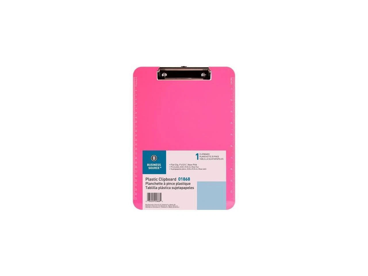 01868BD - Business Source Flat Clip Plastic Clipboard9" x 12"Low-profilePlastic