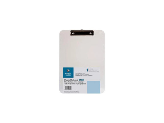 01869BD - Business Source Flat Clip Plastic Clipboard9" x 12"Low-profilePlastic