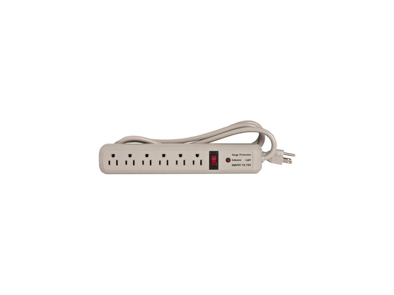 CCS25102OUTLETS6 - Compucessory Strip Surge Protector 1080 Joules 6 Outlets 6' Cord Putty