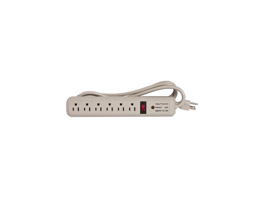CCS25102OUTLETS6 - Compucessory Strip Surge Protector 1080 Joules 6 Outlets 6' Cord Putty