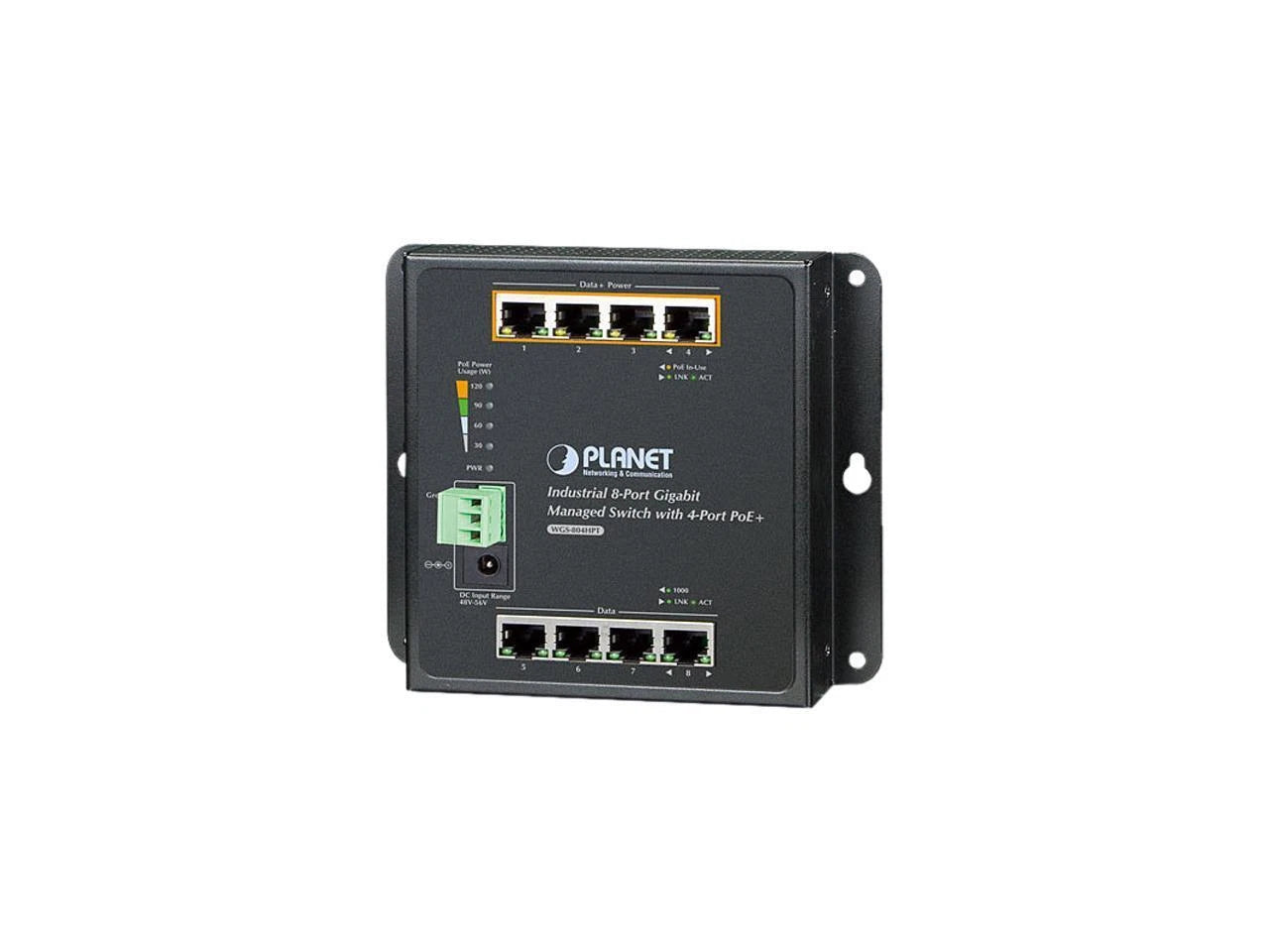 WGS-804HPT - Planet Industrial 8-Port 10/100/1000T Wall-mounted Managed Switch