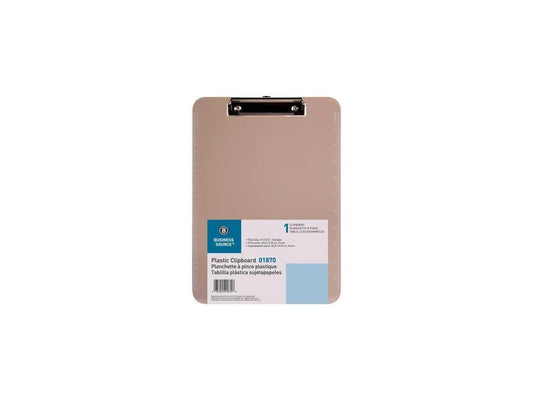 01870BD - Business Source Flat Clip Plastic Clipboard9" x 12"Low-profilePlastic
