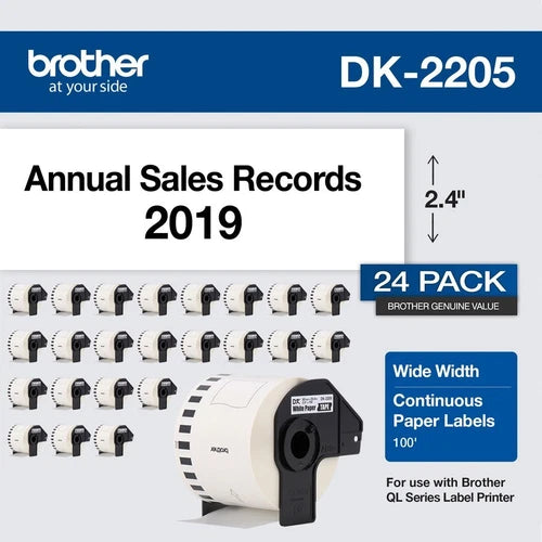DK220524PK - Brother Continuous Paper Label Tape 2.4" x 100ft