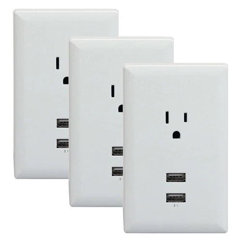 WP2UWR - RCA Dual USB + Single Power Outlet Wall Adapter Plate