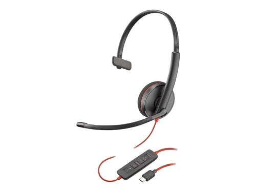 8M3Y3AA#ABA - Plantronics Poly Blackwire 3210 Monaural Headset +USB-C/A Adapter TAA