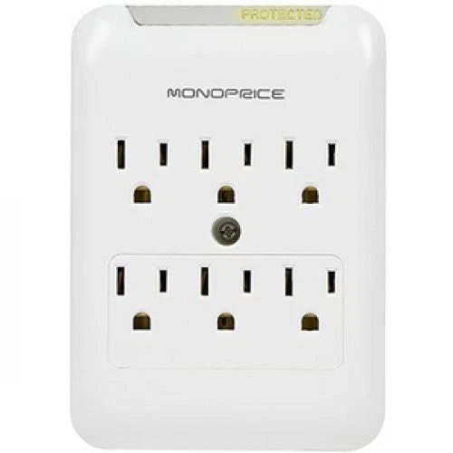 9196 - Monoprice 6 Outlet Power Surge Protector Slim Wall Tap 540 Joules