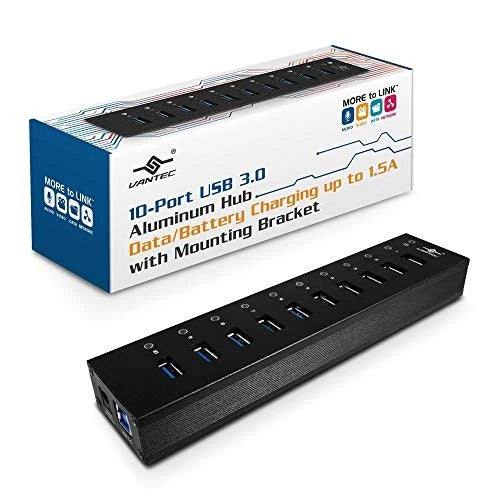 227911 - Vantec 10-Port USB 3.0 Aluminum All Data Charging Hub