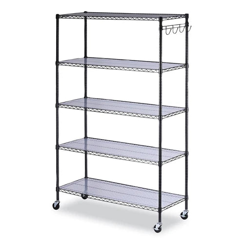 ALESW654818BA - Alera 5-Shelf Wire Kit Casters Shelf Liners 48wx18dx72h Anthracite