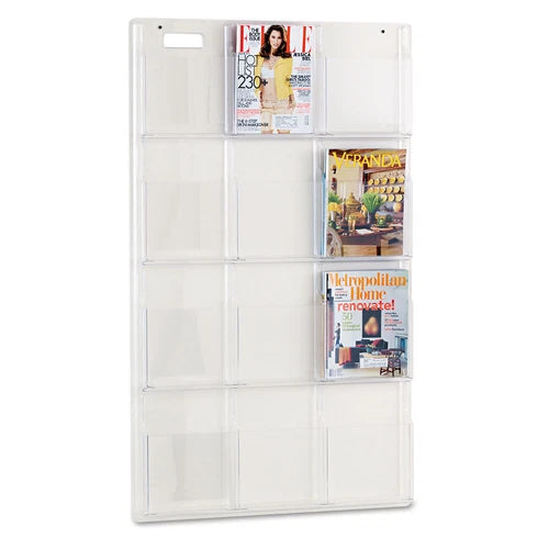 5602CL - Safco Reveal Clear Literature Displays 12 Compartments 30w x 2d x 49h