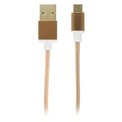 C118GD - Reviver Mobile 3FT USB to MicroUSB Braided Fabric Charging and Sync Cable Cord Gold