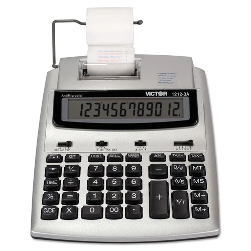 1212-3A - Victor Antimicrobial Printing Calculator/Red Print