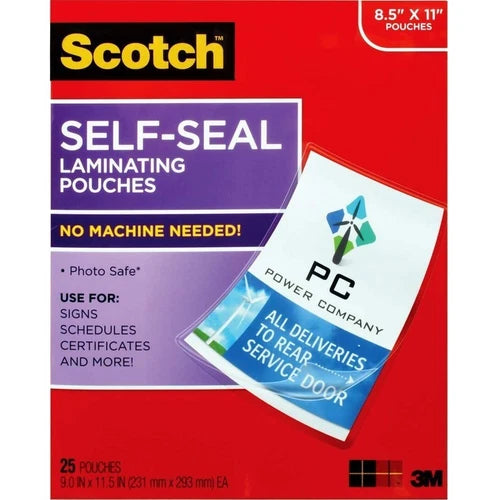 LS854SS50 - 3M Scotch Self-Sealing Laminating Sheets 6 mil Gloss