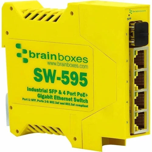SW-595 - Brainboxes Industrial 1 SFP & 4-Port PoE+ Gigabit Ethernet Switch