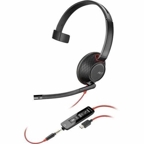 8X230A6 - Poly Blackwire 5210 Monaural USB-C Headset +3.5mm plug +USB-C/A Adapter
