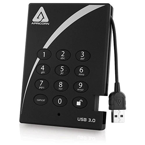 A25-3PL256-S4000 - Apricorn 4TB Aegis Padlock SSD USB 3.0 Ext Aes Xts Encrypted