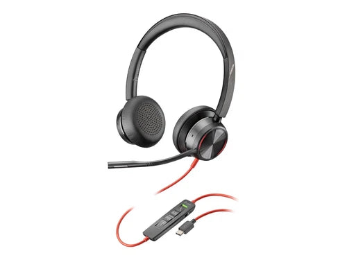 7E2K6AA#ABA - Plantronics Poly Blackwire 8225 Headset +USB-C/A Adapter TAA