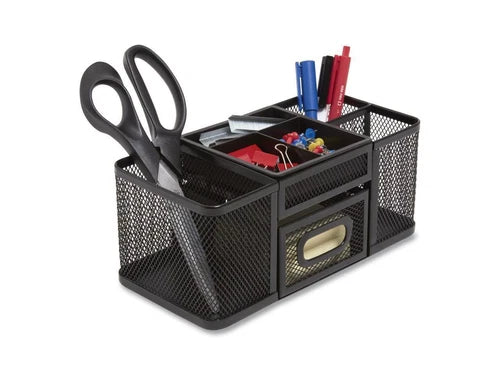 TR57541CC - TRU RED Seven Compartment Wire Mesh Accessory Holder 4.45 x 9.33 x 3.86 Black
