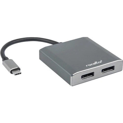 Y10A201A1 - Rocstor Premium USB-C to Dual DisplayPort Multi Monitor Adapter 4K 60Hz