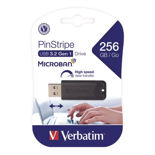 49320 - Verbatim PinStripe 256GB USB 3.0 Flash Drive