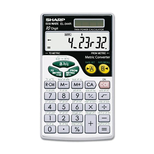 EL344G - Sharp EL344RB Metric Conversion Wallet Calculator 10-Digit LCD