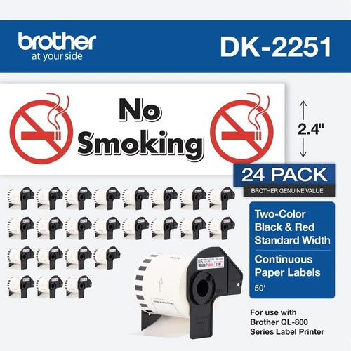 DK225124PK - Brother Continuous Paper Label Tape 2.44 x 50ft 24 Rolls
