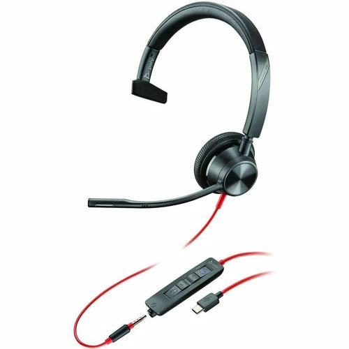 8M3U5AAABA - Poly Blackwire 3315 Microsoft Teams Headset +USB-C/A Adapter TAA