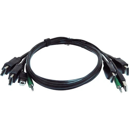 SKVMCBL2DP06TAA - Black Box Secure KVM Cable 1 USB 1 or 2 DisplayPort 1 3.5mm Audio