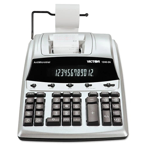 1240-3A - Victor Antimicrobial Printing Calculator /Red Print 4.5 Lines/Sec