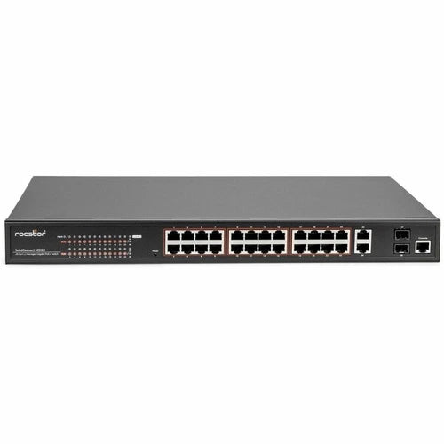 Y10S011B1 - Rocstor SolidConnect SCM28 24-Port PoE+ Gigabit L2 Managed Ethernet Switch