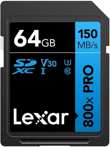 LSD800P64GBNU - Lexar 64GB High-Performance 800x PRO UHS-I SDXC Memory Card BLUE Series