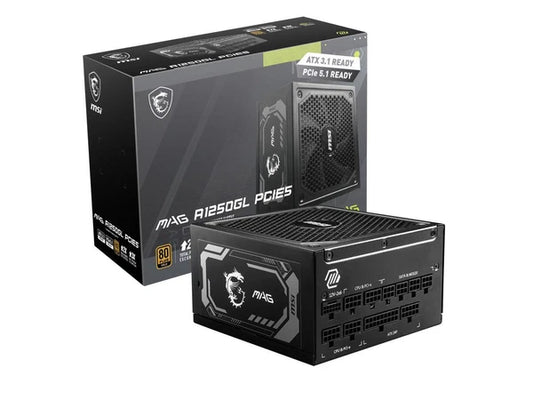 A1250GL - Universal MSI MAG 1250W PCIE 5 80+ GOLD Fully Modular Gaming PSU ATX Power Supply