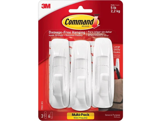170033ES - Command Large Utility Hooks White 3PK